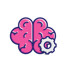 brain icon. brain and artificial intelligence with gear. Brain treatment design and the chip in the middle. Education, technology and institutional logo designs. colored flat design style