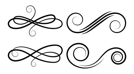 Vector Set Of Swirls on Black Colour