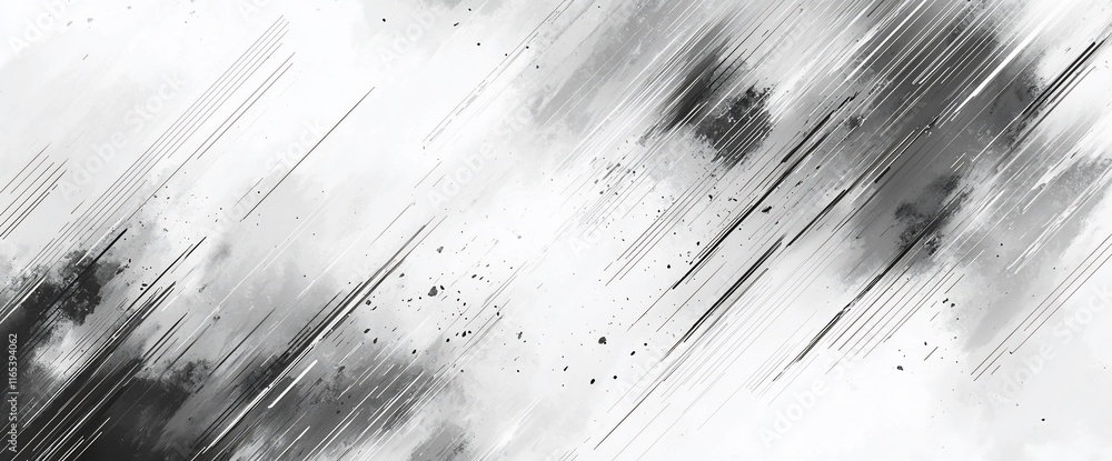 Aufkleber abstract grayscale texture with diagonal lines and ink splatters.