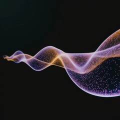 Abstract Purple Gold Flowing Wave  Digital Art  Technology Background