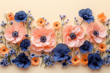 Peach and Blue Paper Flowers Floral Arrangement