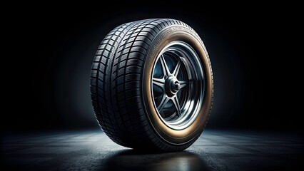 Vintage Style Photography of Black Isolation Rubber Tire on Black Backgrounds - Artistic and Abstract Tire Imagery, Perfect for Automotive and Design Projects
