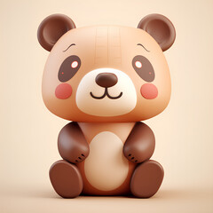 "A cute, cartoon-style panda bear with a round head, big eyes, rosy cheeks, and a happy expression, sitting down with its paws in front, in a soft pastel color palette.
