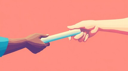 Passing the baton. Teamwork, collaboration, and success.