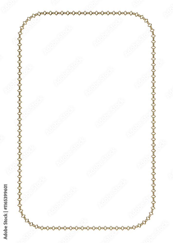 Poster rectangular chain frame: a rectangular frame elegantly formed by interconnected golden chains.