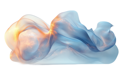 An artistic depiction of a translucent wind swirl with soft on a transparent background, flowing motion lines,