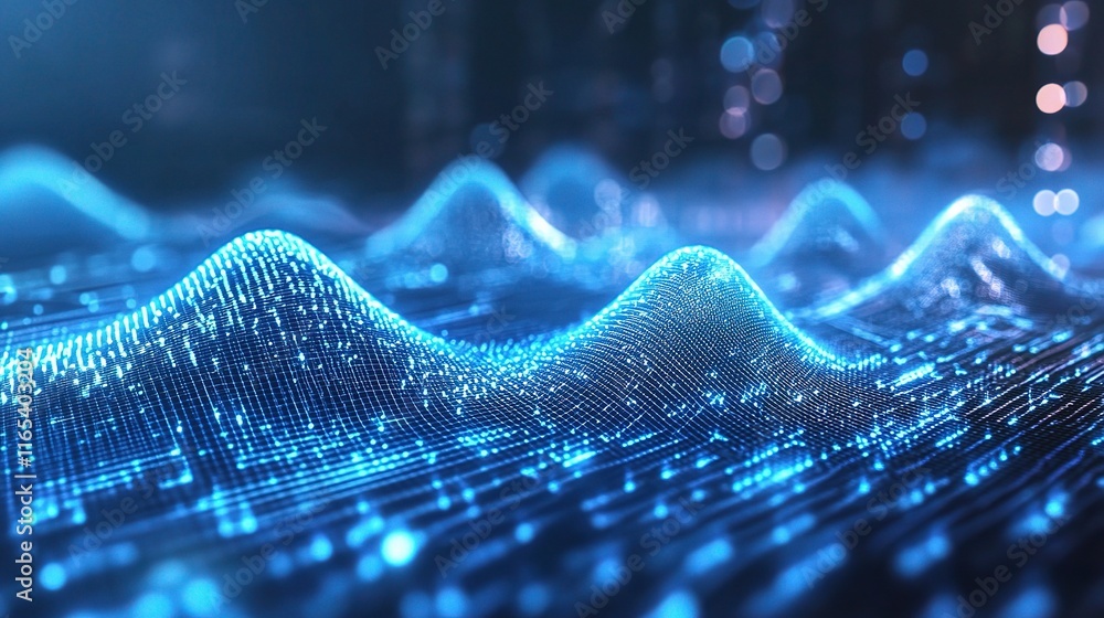 Poster futuristic concept of quantum computer technologies and visualization
