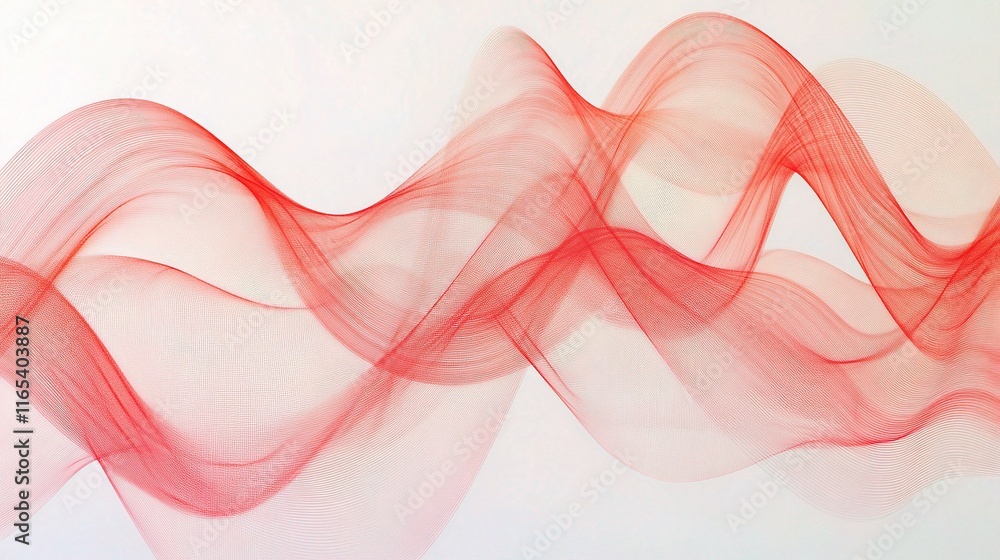 Poster abstract red curved lines creating dynamic pattern on white background