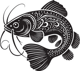 Elegant Catfish Silhouette Vector Art
