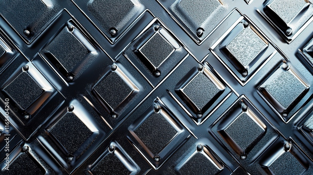 Poster intricate metal pattern background with reflections and textures