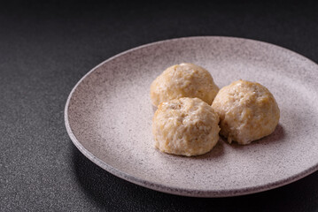 Delicious healthy steamed chicken cutlets or minced meatballs