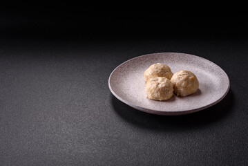 Delicious healthy steamed chicken cutlets or minced meatballs