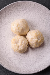 Delicious healthy steamed chicken cutlets or minced meatballs