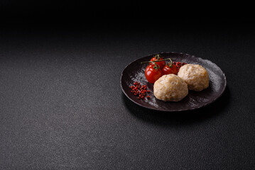 Delicious healthy steamed chicken cutlets or minced meatballs