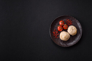 Delicious healthy steamed chicken cutlets or minced meatballs