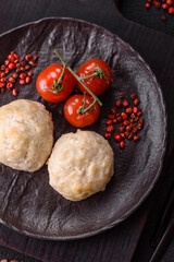 Delicious healthy steamed chicken cutlets or minced meatballs
