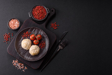 Delicious healthy steamed chicken cutlets or minced meatballs