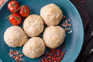 Delicious healthy steamed chicken cutlets or minced meatballs