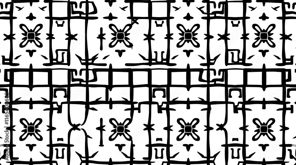 Poster abstract geometric pattern: a bold black and white abstract geometric pattern with intricate designs