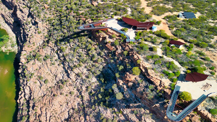 Stunning aerial perspective of Kalbarri Skywalk and its surrounding canyon in Western Australia