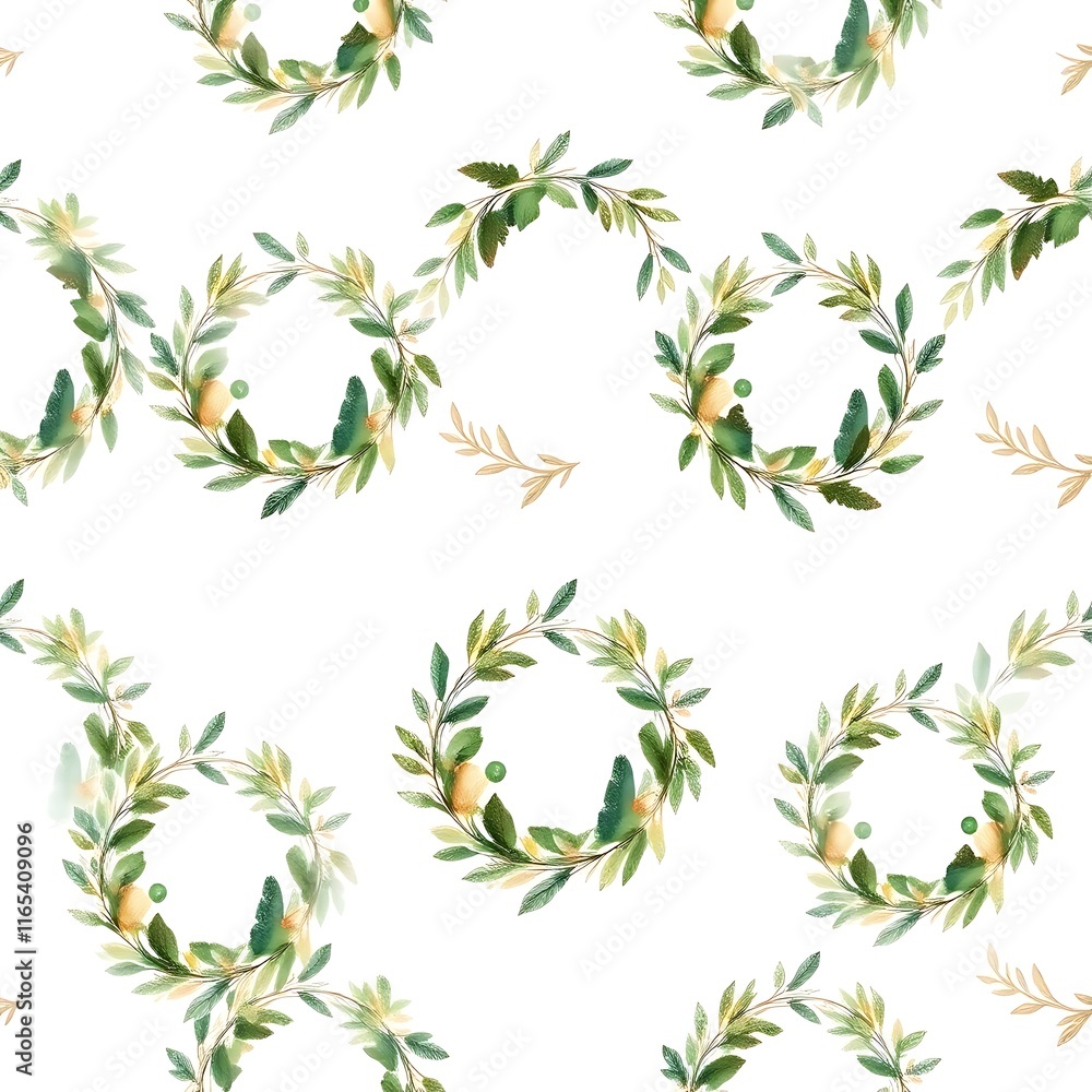 Aufkleber olive branch wreath seamless pattern: a delicate and elegant pattern featuring repeating olive branc