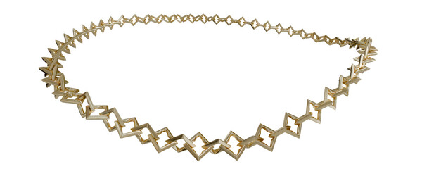 Modern Gold Jewelry: A contemporary and stylish necklace with a unique, geometric chain design.