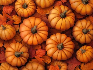 Autumnal Abundance: A Vibrant Display of Pumpkins and Fall Foliage