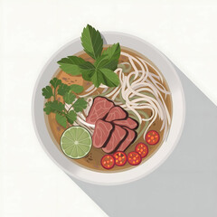 Bowl of Vietnamese Pho illustration