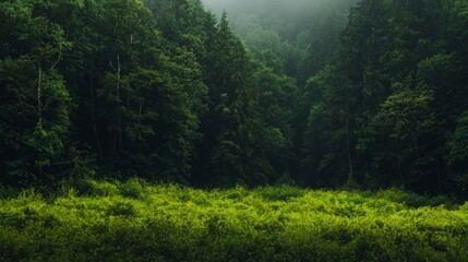 Obraz premium Lush Green Forest Woodland Nature Background Tranquil Scenery