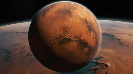 Naklejka premium moon, sky, sunset, landscape, nature, mountain, desert, sun, sunrise, night, red, dark, full, tree, travel, rock, light, sea, moonrise, planet, fog, evening, space, snow, clouds