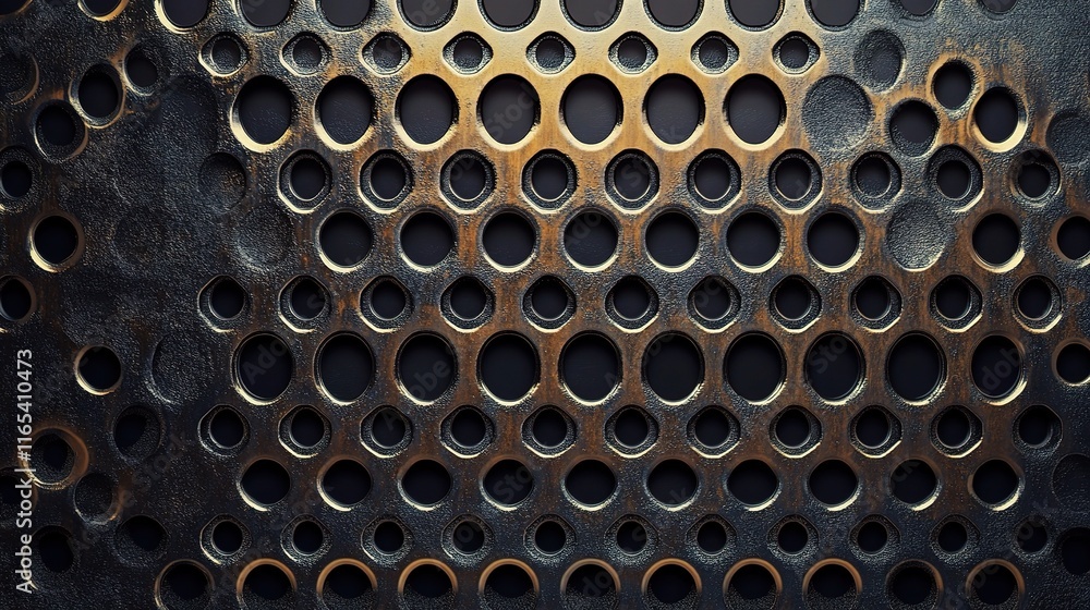 Poster High-Quality Metal Texture Background with Circular Patterns