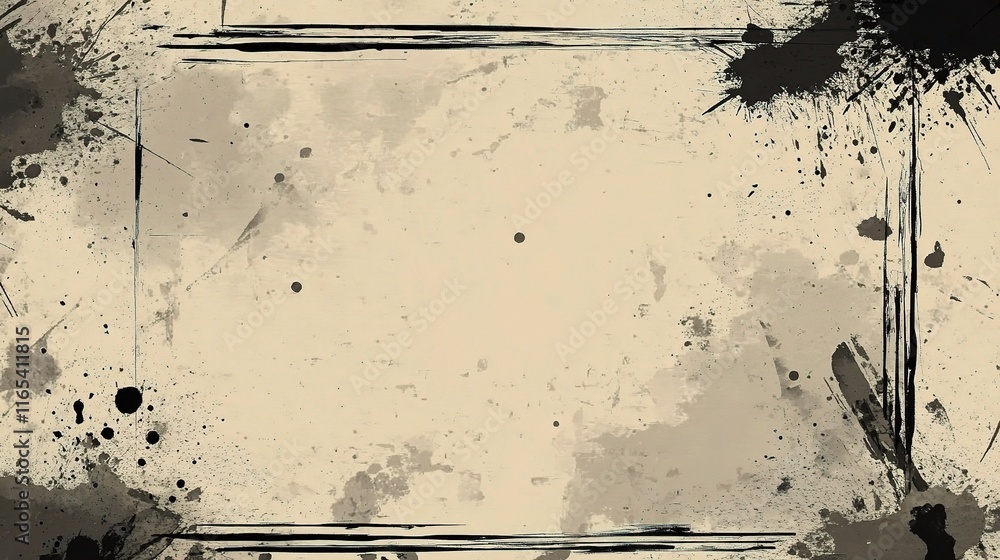 Poster abstract grunge vector frame design with hand-drawn overlay elements