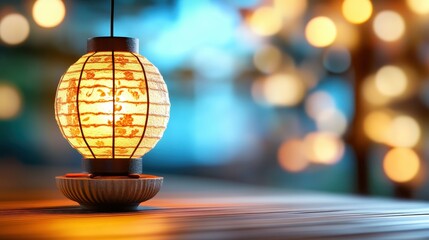 Obraz premium Beautifully Crafted Lantern Illuminating Soft Background Lights