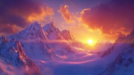 Twilight over Majestic Peaks - Generative AI