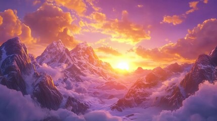 Twilight over Majestic Peaks - Generative AI