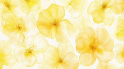 Naklejka premium Delicate Yellow Floral Pattern. Stunning Transparent Floral Design