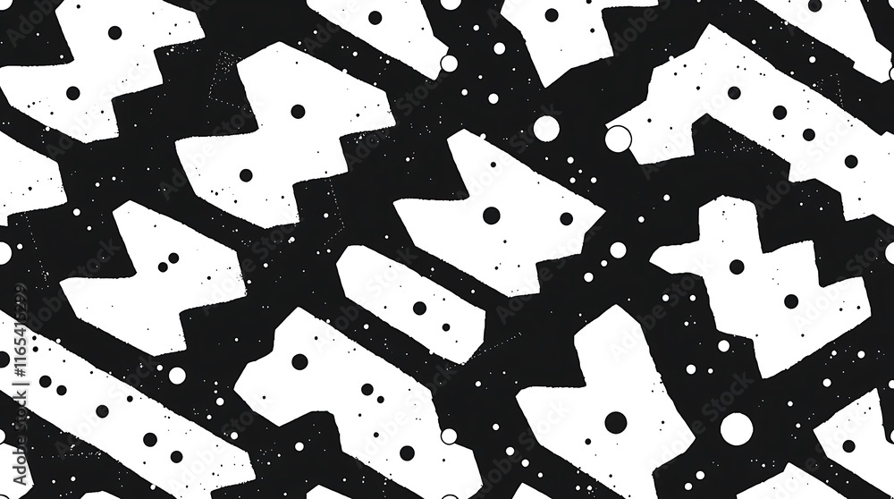 Poster abstract geometric pattern: black and white abstract geometric pattern with a gritty, textured feel.