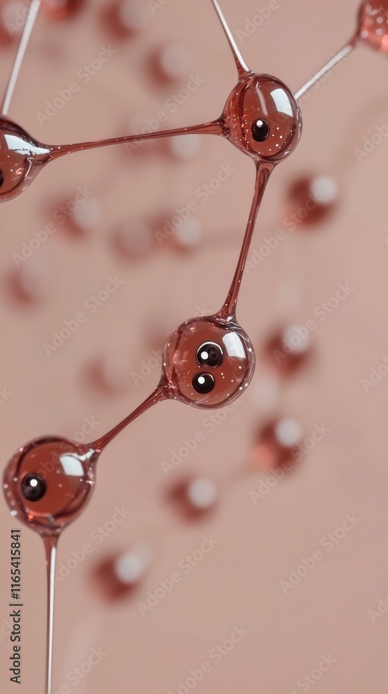 Aufkleber abstract red molecule structure science technology network connection background
