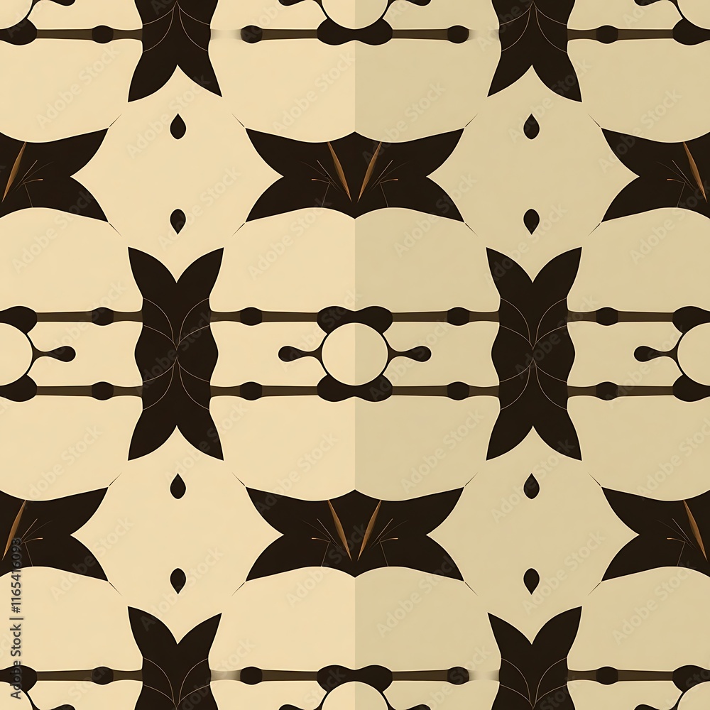 Poster geometric beige and black seamless pattern: a classic and sophisticated seamless pattern featuring a