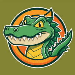 Fierce Green Crocodile Dragon Mascot Logo