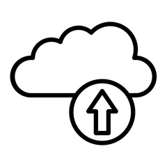 Cloud Upload Vector Line Icon Design