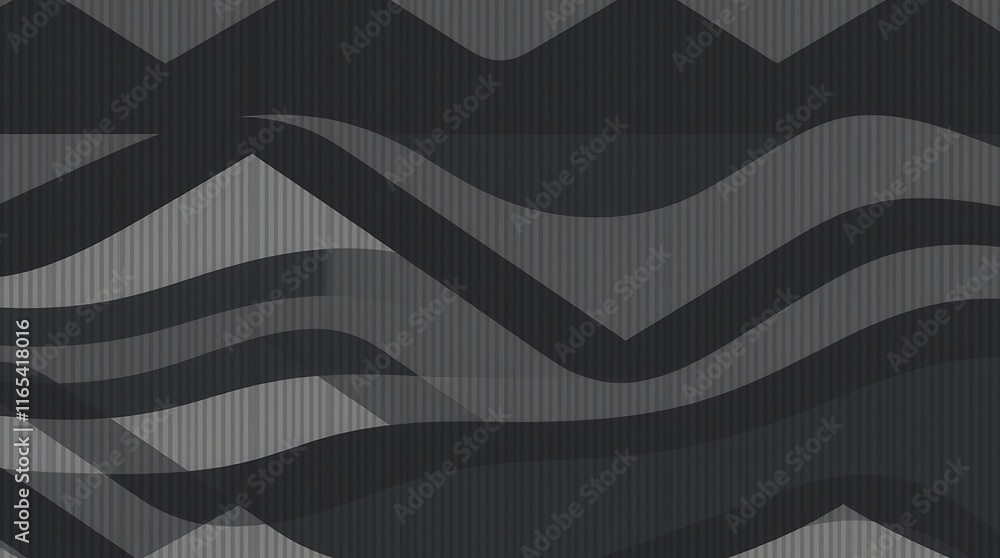 Poster abstract gray wave pattern: elegant grayscale design featuring flowing, dynamic waves and geometric 