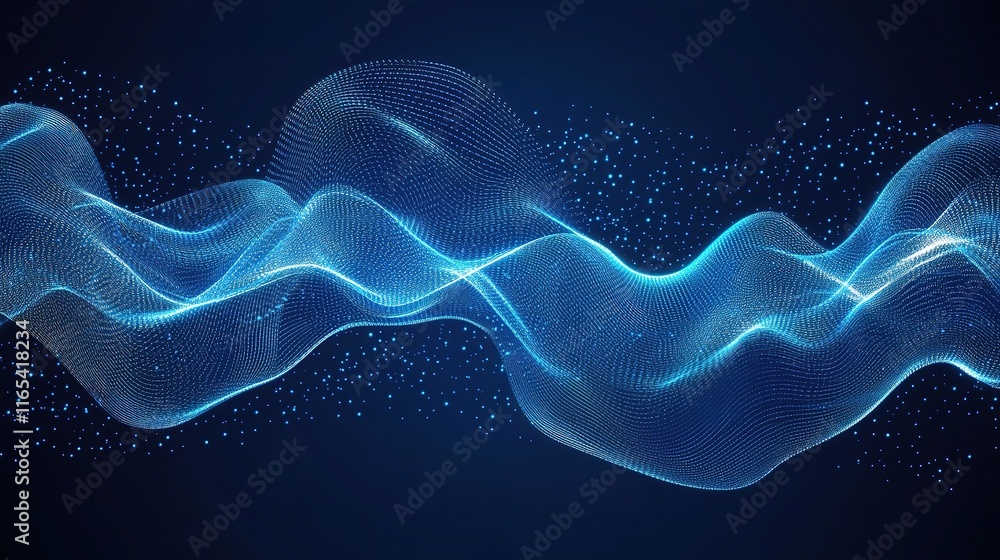 Aufkleber futuristic quantum computer technologies concept with waves and light