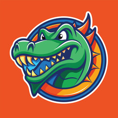 Fierce Green Crocodile Dragon Mascot Logo
