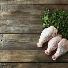 Chicken legs on wood