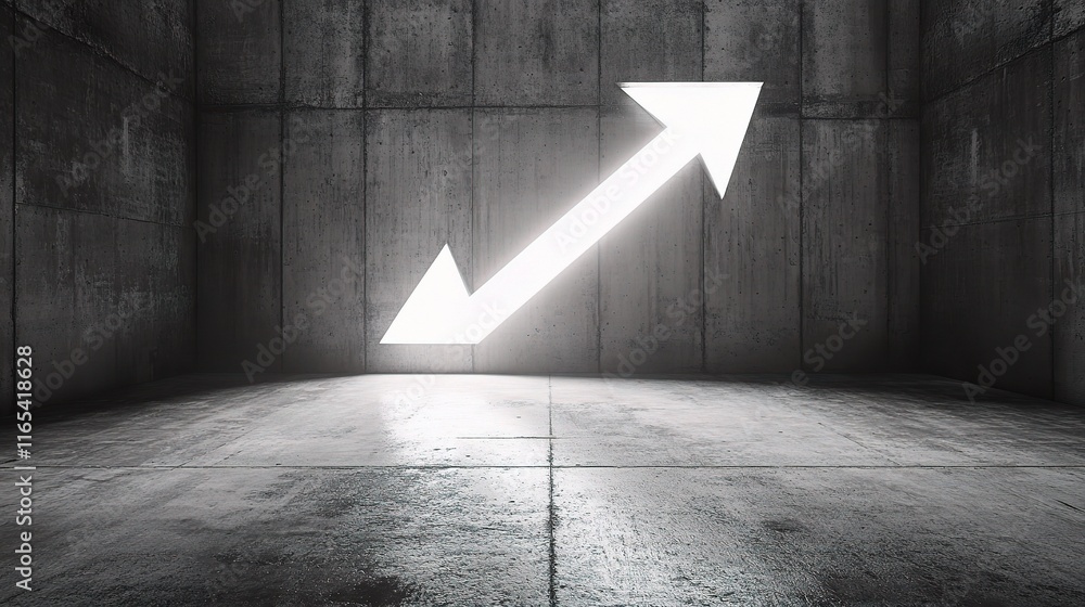 Poster modern abstract concrete room with double arrow design element