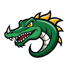 Fototapeta premium Fierce Green Crocodile Dragon Mascot Logo