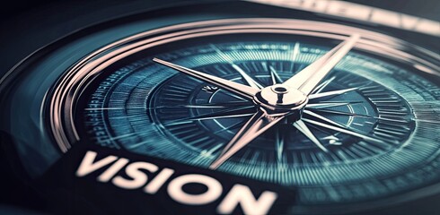 Close-up of a compass pointing towards a strategic direction, symbolizing guidance and strategic decision-making