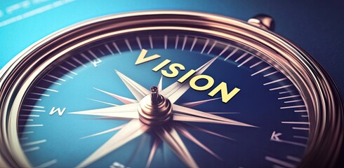 Close-up of a compass pointing towards a strategic direction, symbolizing guidance and strategic decision-making
