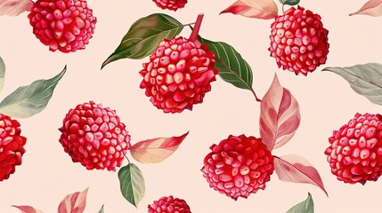 lychee berry seamless pattern wallpaper
